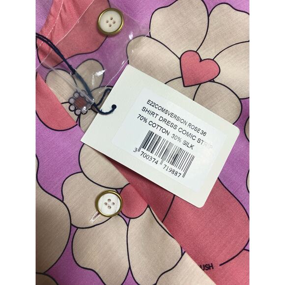 MANOUSH Silk Blend Groovy Floral Comic Strip Shirt Dress US 36 NWT $945 - Picture 15 of 16